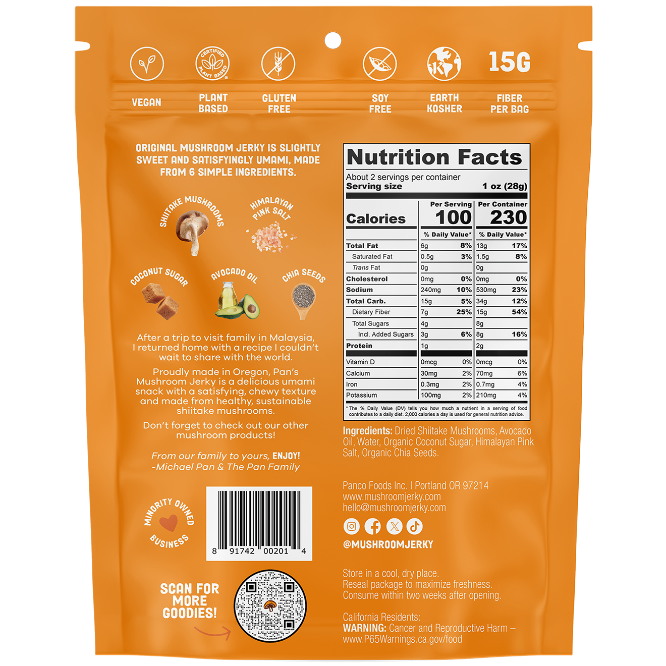 Pan's Mushroom Jerky - Original Mushroom Jerky