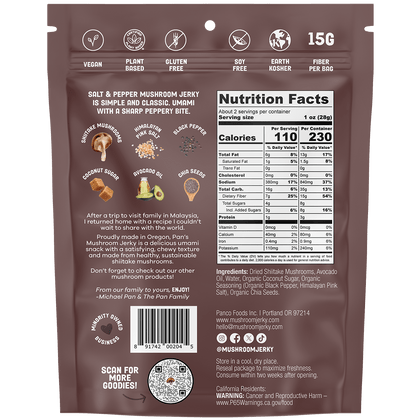 Pan's Mushroom Jerky - Salt & Pepper Mushroom Jerky