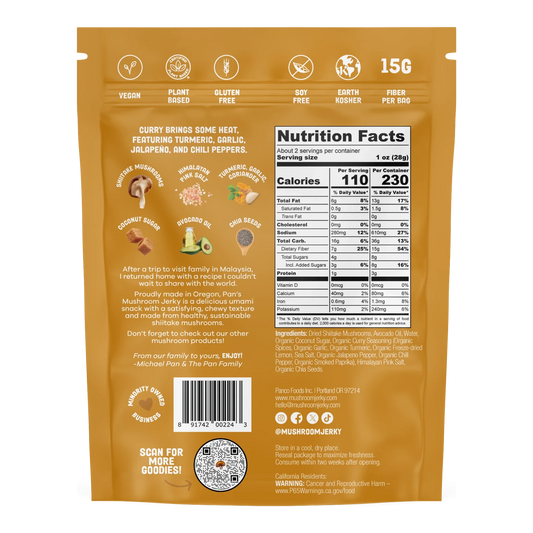 Pan's Mushroom Jerky - Curry Mushroom Jerky