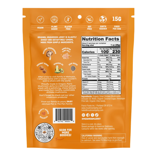 Pan's Mushroom Jerky - Original Mushroom Jerky