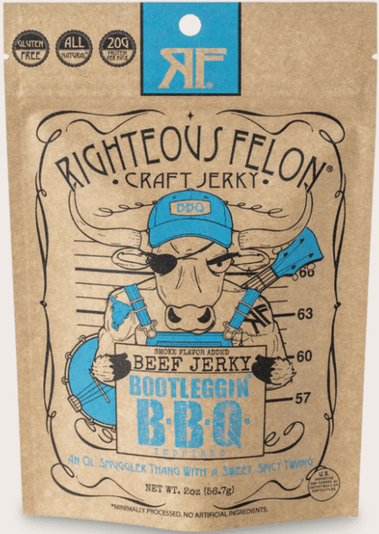 Righteous Felon - Bootleggin BBQ Beef Jerky (2 oz) Front