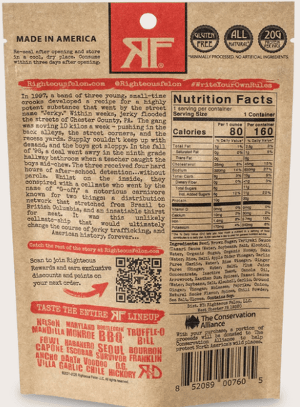 Righteous Felon - Teriyaki Balboa Beef Jerky (2 oz) Back