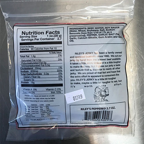 Rileys Jerky - Peppered Beef Jerky