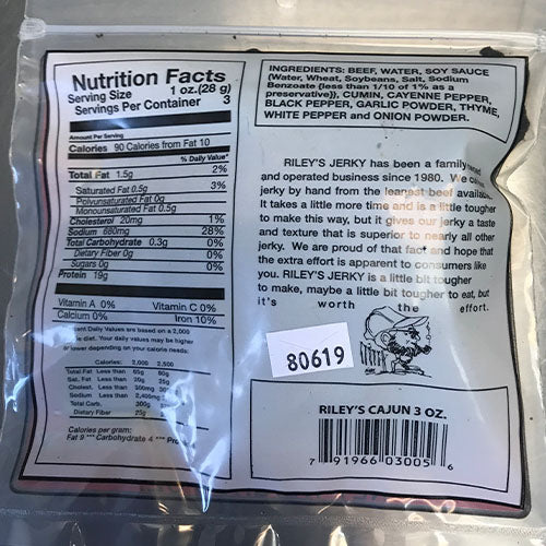 Rileys Jerky - Cajun Style Beef Jerky