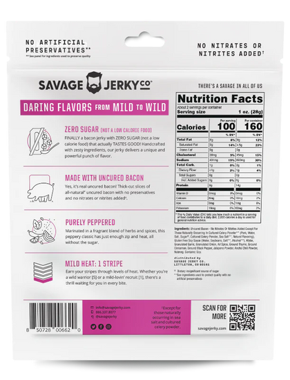 Savage Jerky Co - Purely Peppered Bacon Jerky