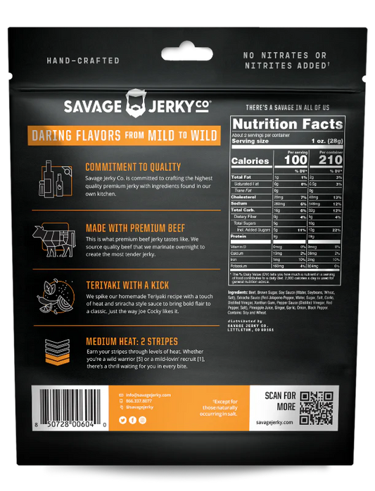 Savage Jerky Co - Joe Cocky Teriyaki Beef Jerky