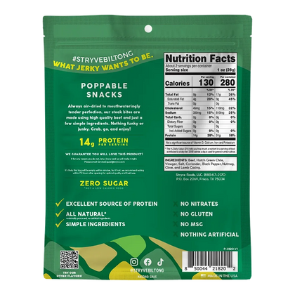 Stryve - Hatch Green Chile Steak Bites Air Dried Beef