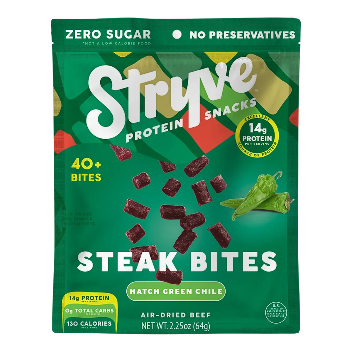 Stryve - Hatch Green Chile Steak Bites Air Dried Beef
