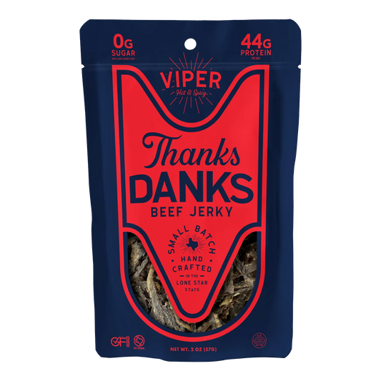 Thanks Danks Viper Hot & Spicy Beef Jerky 2 oz bag