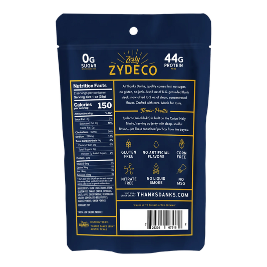 Thanks Danks Zydeco Beef Jerky back with nutrition label