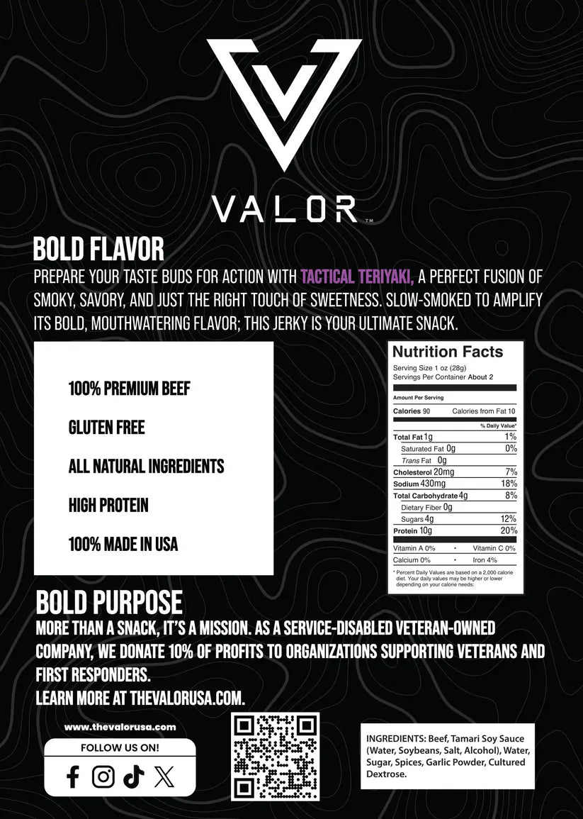 Valor Meat Snacks - Tactical Teriyaki Beef Jerky