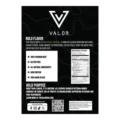 Valor Meat Snacks - Mission Ready Original Beef Jerky