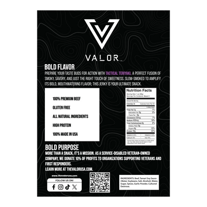 Valor Meat Snacks - Tactical Teriyaki Beef Jerky