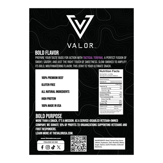 Valor Meat Snacks - Tactical Teriyaki Beef Jerky